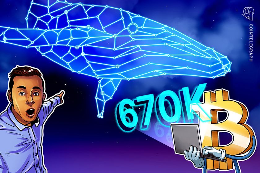 Bitcoin whale accumulation hits 670K all-time high amid BTC’s v-shaped bounce