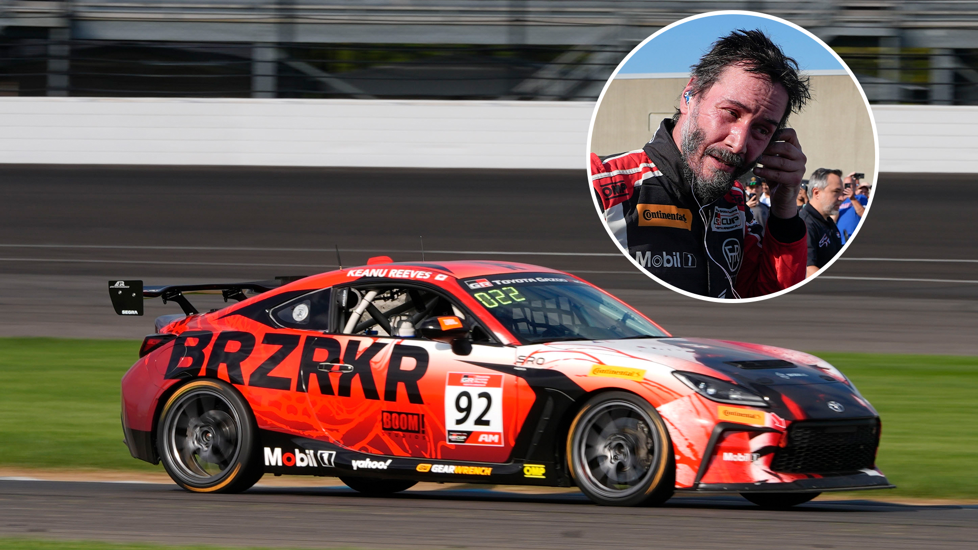 Watch Keanu Reeves make motor racing debut at iconic track as Hollywood A-lister narrowly avoids monster crash