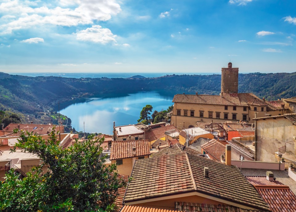 The town of Castelli Romani with views over the nearby lake