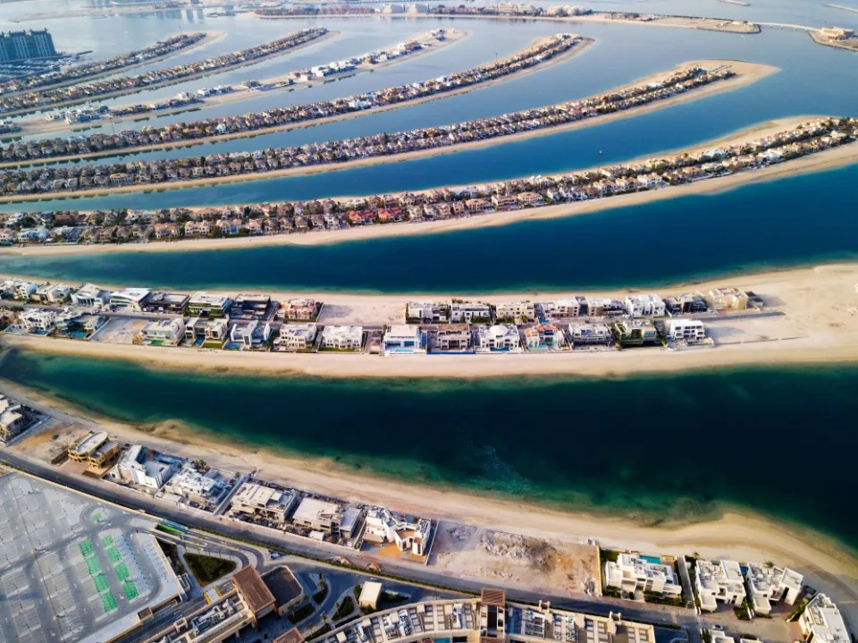 Pictured are the Palm Islands in Dubai