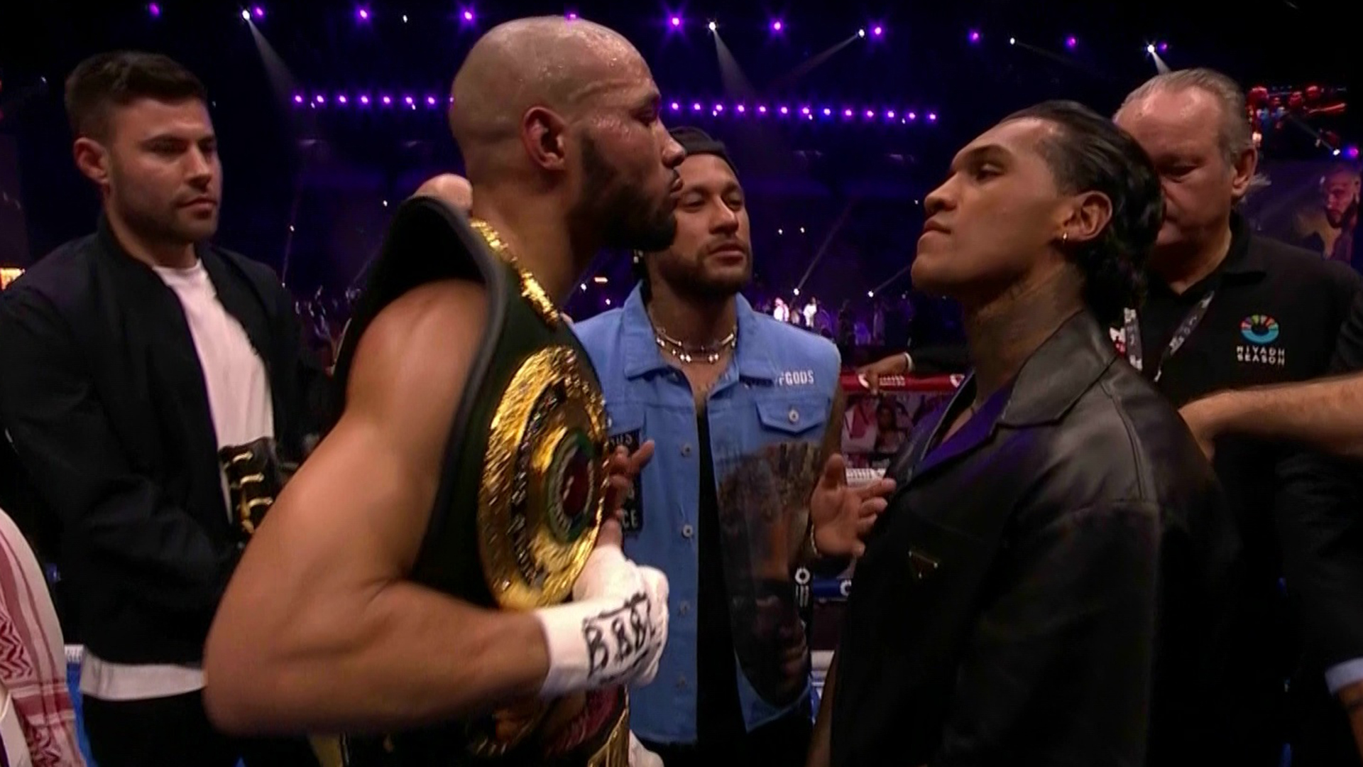 Chris Eubank Jr and Conor Benn square up as Neymar 'acts like guest referee' in baffling scenes