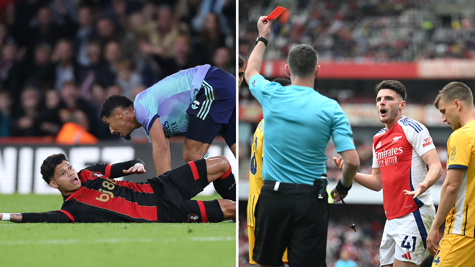 Arsenal benefit from more LENIENT referee decisions than rivals, stats show - despite three red cards this season