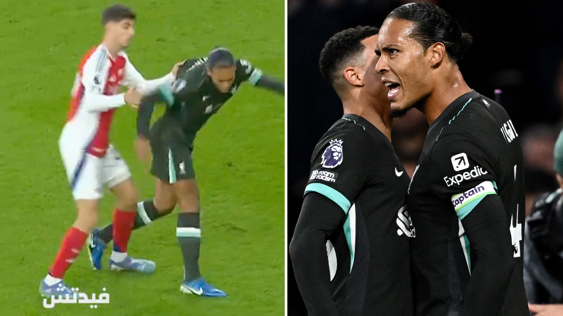 'He shouldn't even be on the pitch' fume Arsenal fans as Virgil van Dijk escapes red card minutes before equaliser