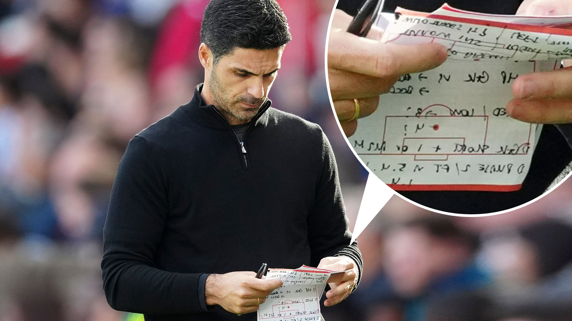 Mikel Arteta spotted checking his ‘dark arts’ notepad with THREE main principles during Arsenal’s win over Southampton