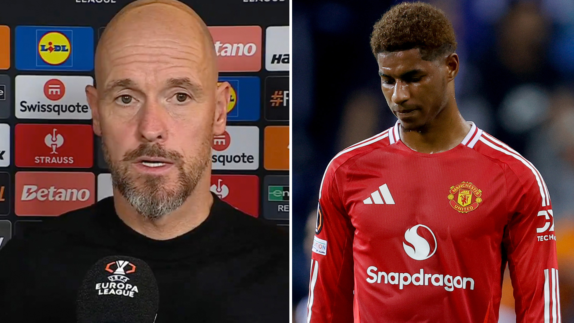 Erik ten Hag reveals decision to haul Marcus Rashford off at half-time of Man Utd's draw at Porto was NOT due to injury