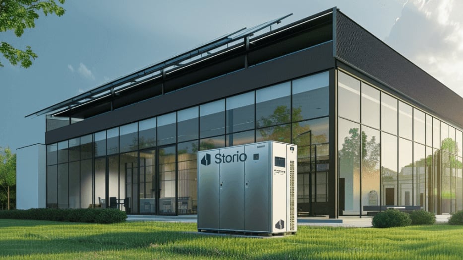 Storio Energy installation outside of an industrial building