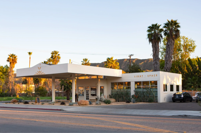 Light And Space yoga studio in a former gas station in Ojai, California