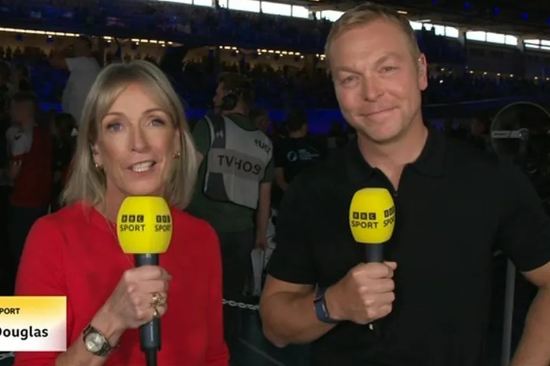 Sir Chris Hoy seen for first time since revealing terminal cancer as he works as pundit on Cycling World Championships