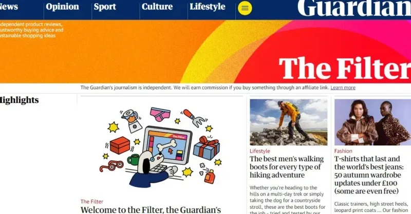 Guardian making product recommendations for affiliate revenue