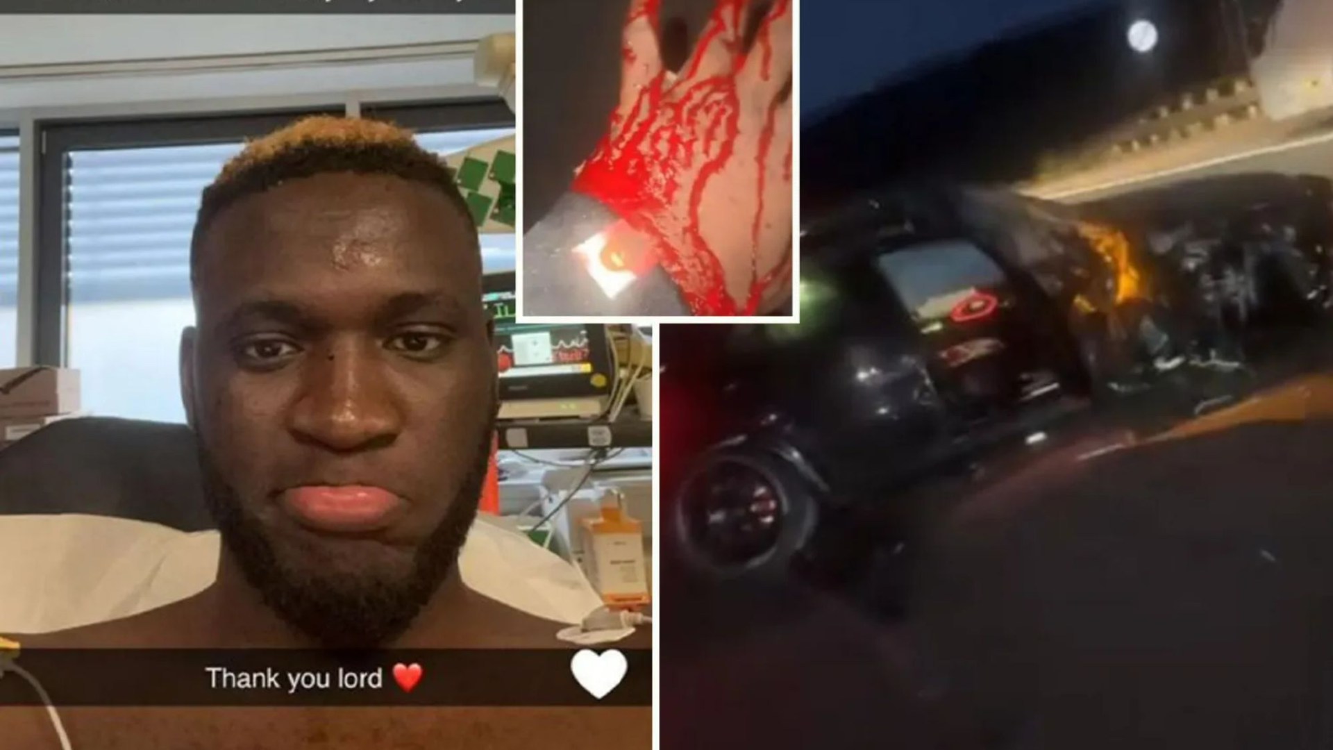 Victor Boniface rushed to hospital after car crash as Bayer Leverkusen star shares video of smashed vehicle