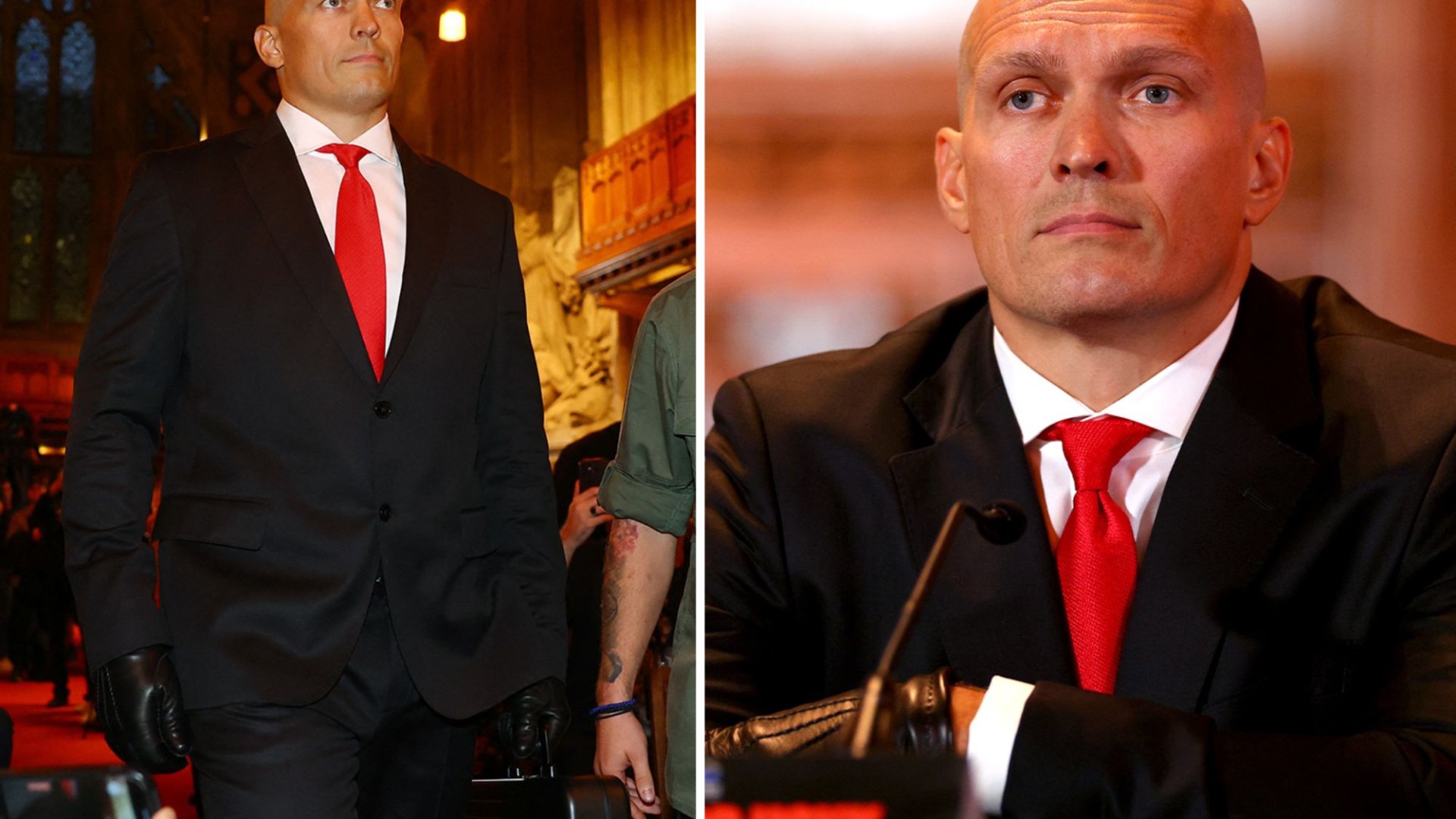 'Agent 47!' Boxing fans stunned as Oleksandr Usyk makes incredible entrance at Tyson Fury press conference