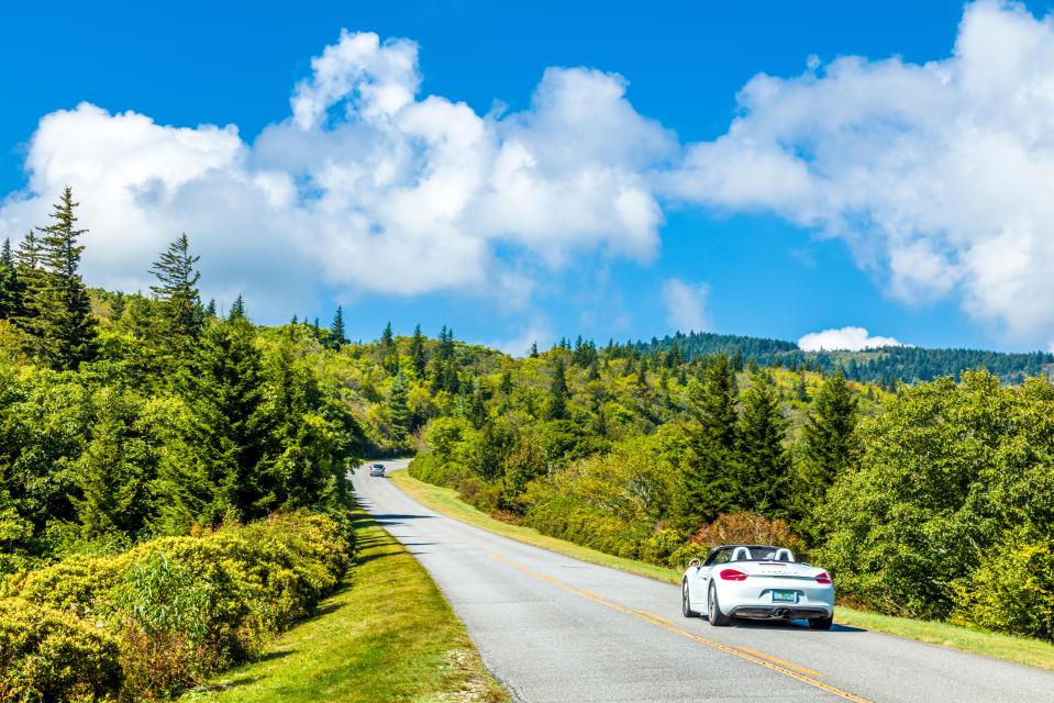 Blue Ridge Parkway in the Smoky Mountains of North Carolina in the Unted States