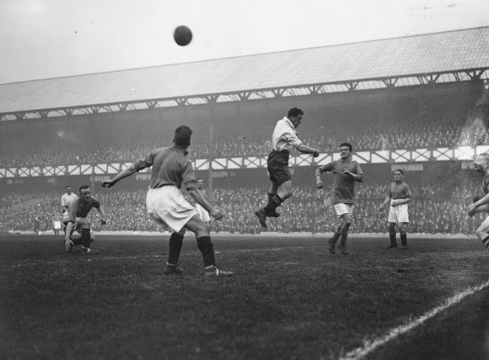 Dixie Dean in action for England at Goodison Park