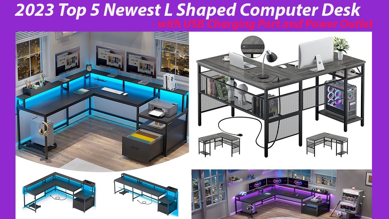 2023 Top 5 Newest L Shaped Computer Desk with USB Charging Port and Power Outlet  Home Office Desk!