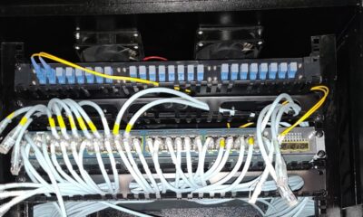 Network cable management and 42U data rack installation for office setup cat6 cable molex Tech Show