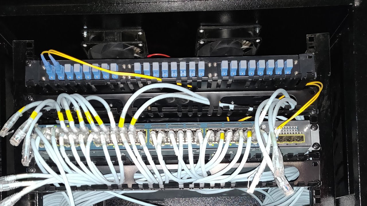 Network cable management and 42U data rack installation for office setup cat6 cable molex Tech Show