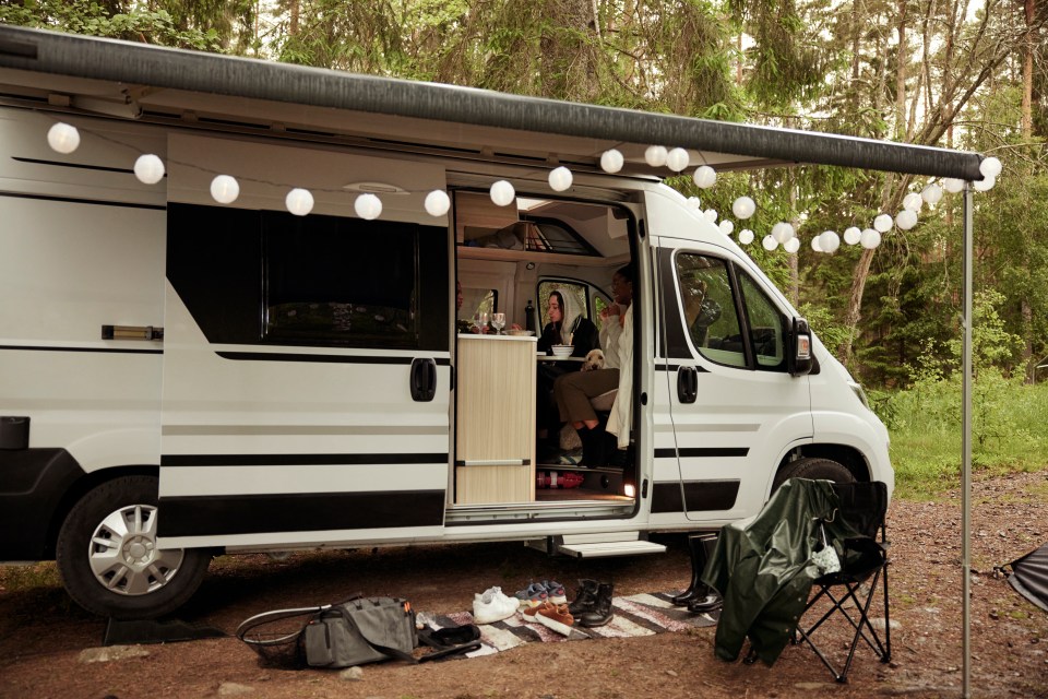 Cooking outdoors is easy  under the canopy of the RV