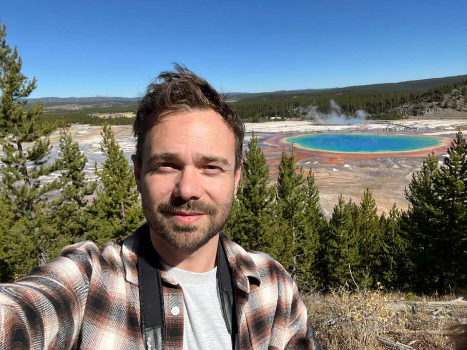 Will Metcalfe at the Grand Prismatic Spring in Yellowstone National Park