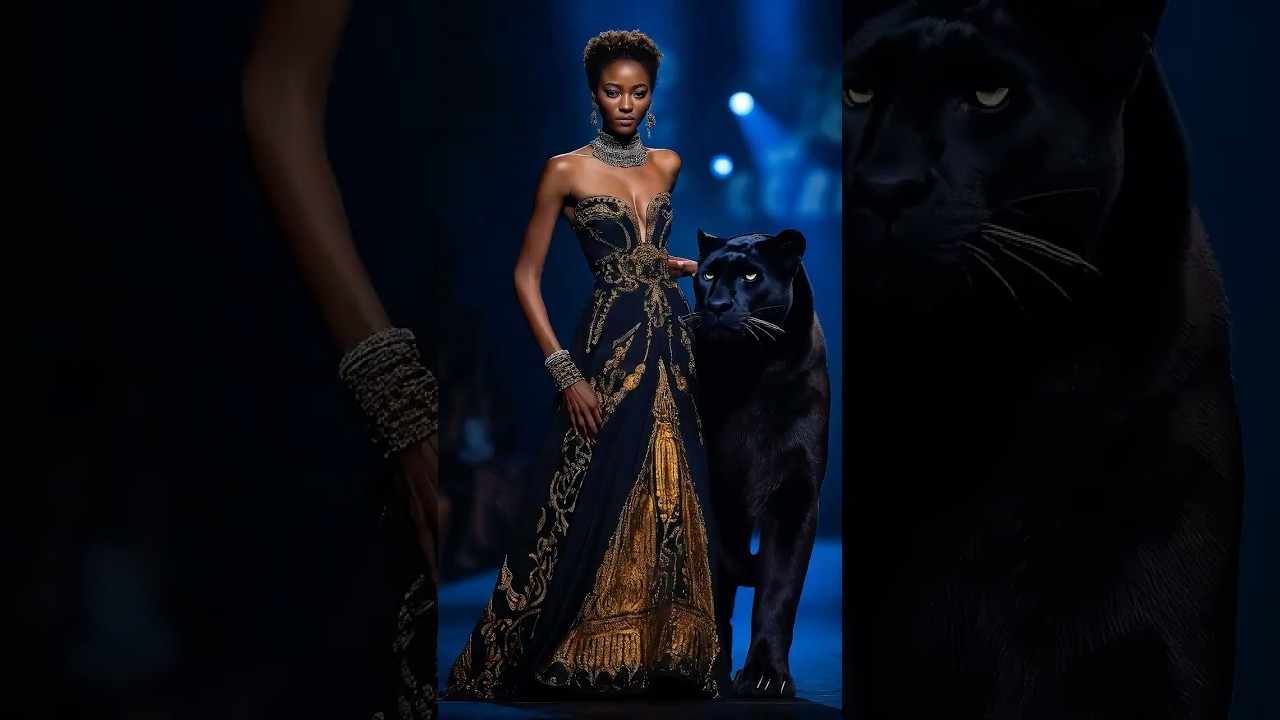 Woman’s Stunning Fusion with Black Panther – Elegance Meets Wild Power