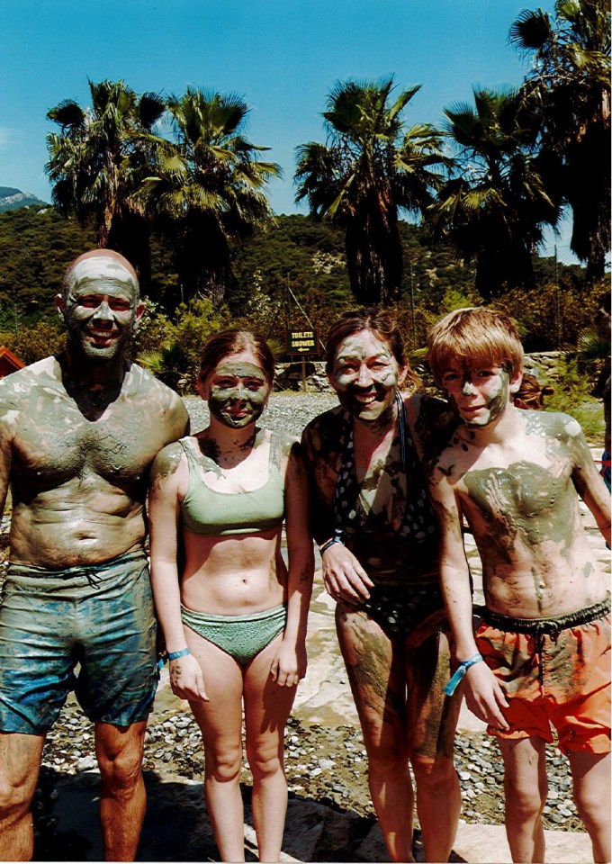 Alistair, Riley, Sinead and Harris get stuck in at the mud baths