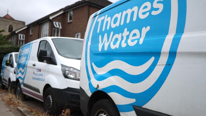 Thames Water vans parked in London