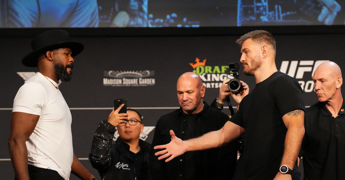 Jon Jones refuses to shake hands with Stipe Miocic, tells him ‘don’t ever mention my kids again’