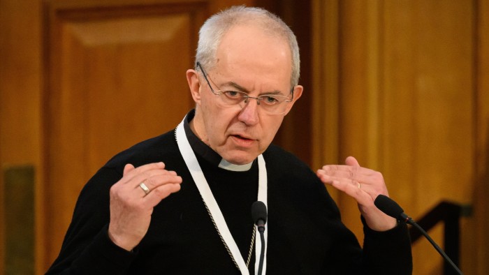 Justin Welby speaks at an event