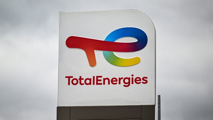 A sign with the logo of TotalEnergies