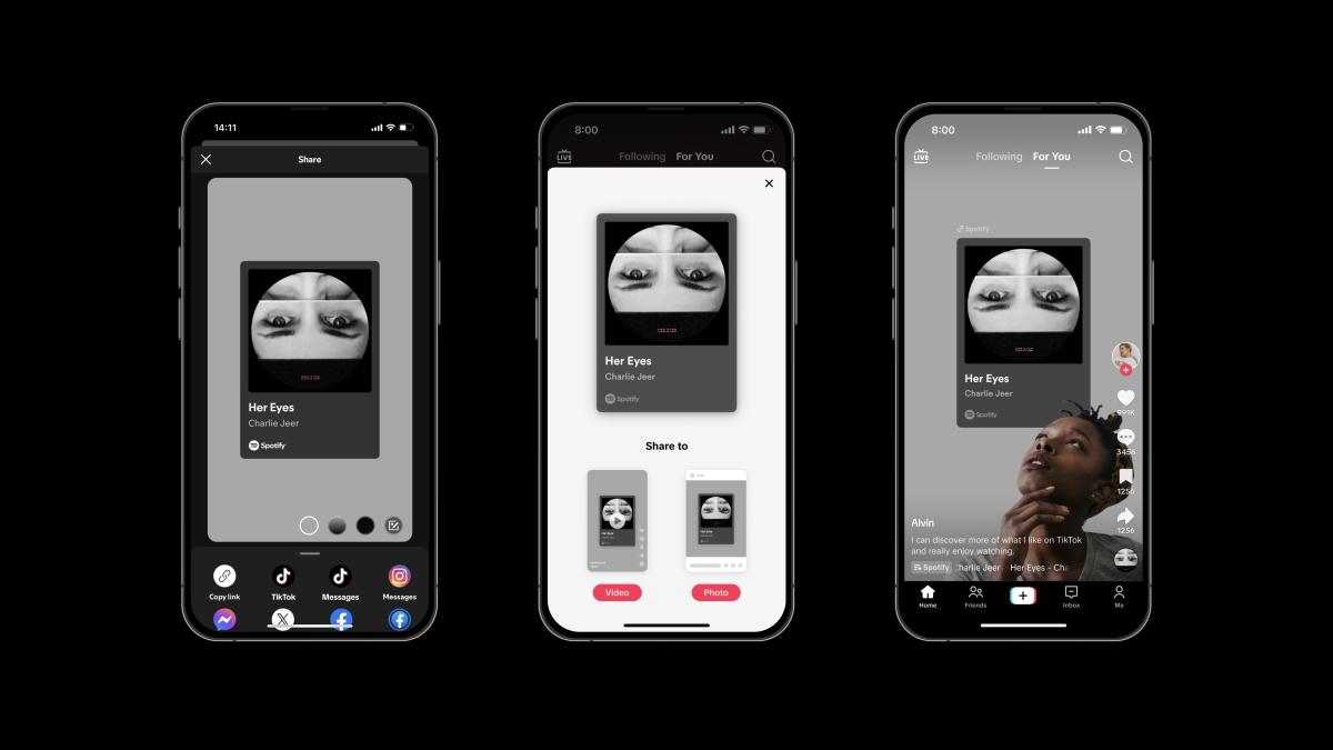You can now post tracks to TikTok from Spotify and Apple Music