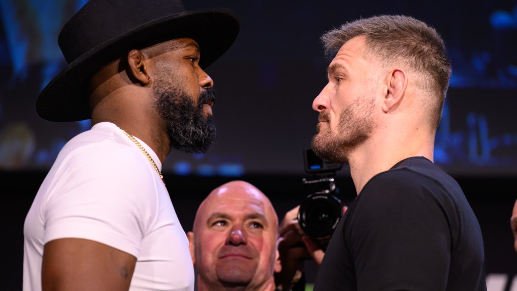 Jon Jones snubs Stipe Miocic handshake during faceoff