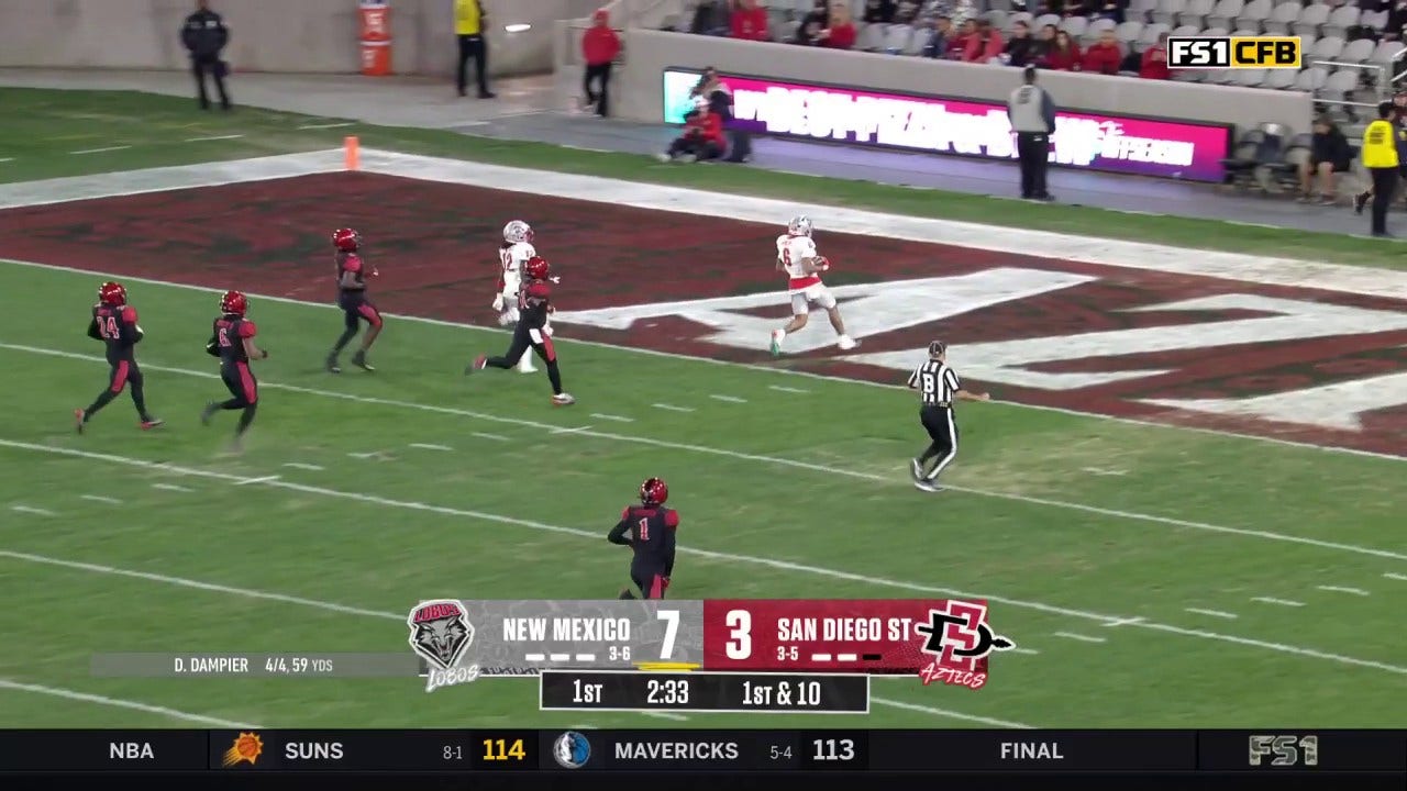 Eli Sanders takes it 68 yards for his second rushing touchdown to extend New Mexico