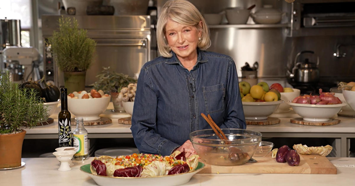 Martha Stewart prepares dishes from her 100th book