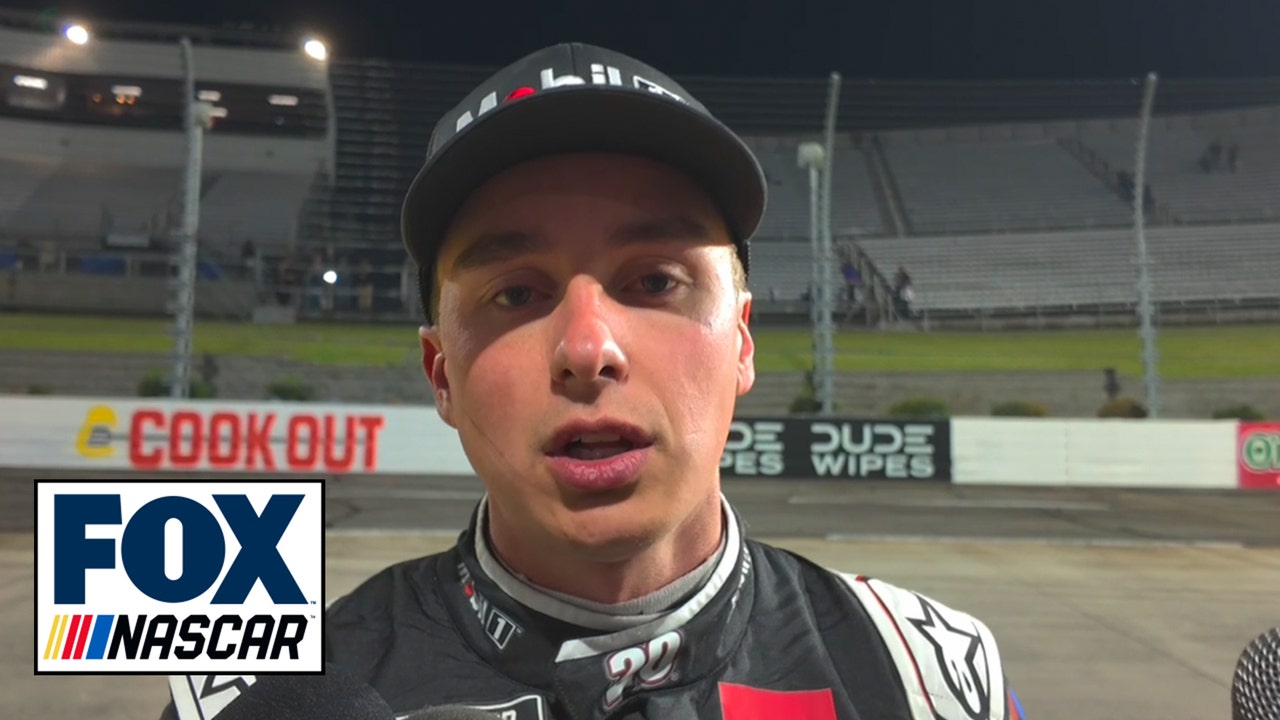 Christopher Bell reacts to getting disqualified from the cup championship for a safety violation