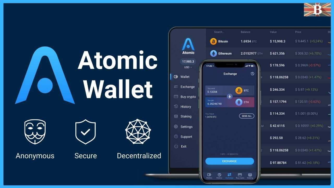 Atomic Wallet interface showcasing multi-asset crypto management features.