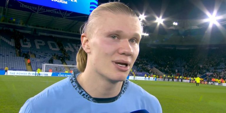 Erling Haaland drops x-rated Sky Sports interview after Man City stop rut with Leicester win