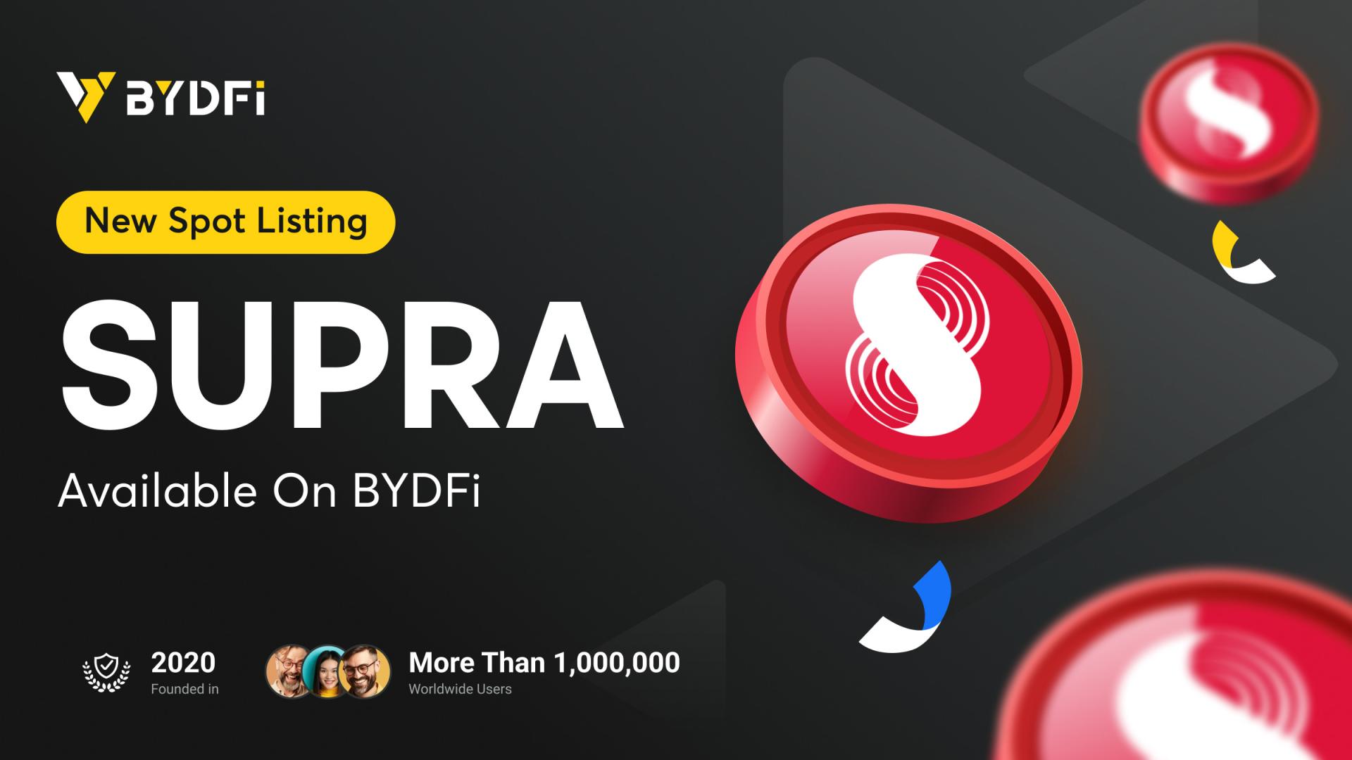 $SUPRA Token Lists on BYDFi with 304.30% Weekly Price Increase