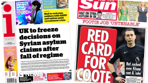 UK to freeze Syria asylum claims and 'Red card for Coote'