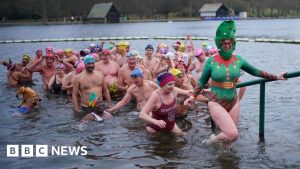 Fancy dress swimmers take Christmas Day dip