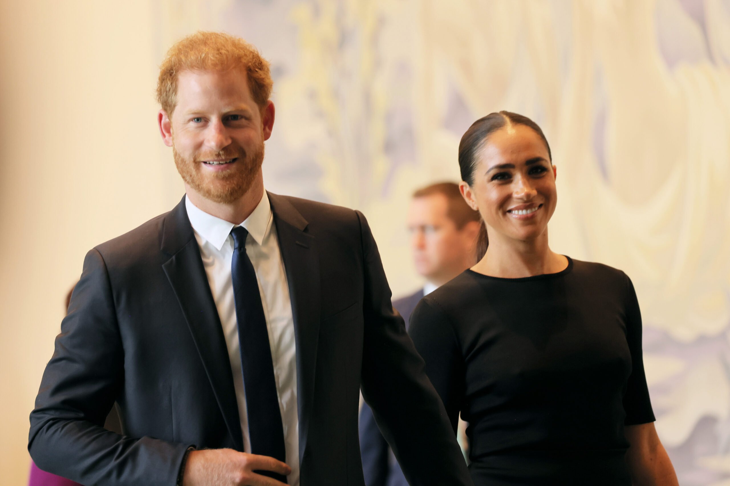 Prince Harry, Duke of Sussex and Meghan, Duchess of Sussex arrive at the United Nations Headquarters on July 18, 2022 in New York City.