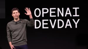 SAN FRANCISCO, CALIFORNIA - NOVEMBER 06: OpenAI CEO Sam Altman speaks during the OpenAI DevDay event on November 06, 2023 in San Francisco, California. Altman delivered the keynote address at the first ever Open AI DevDay conference. (Photo by Justin Sullivan/Getty Images)