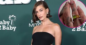 Hailey Bieber Shows Off Birthstone Ring for 'Jack' and 'Mama