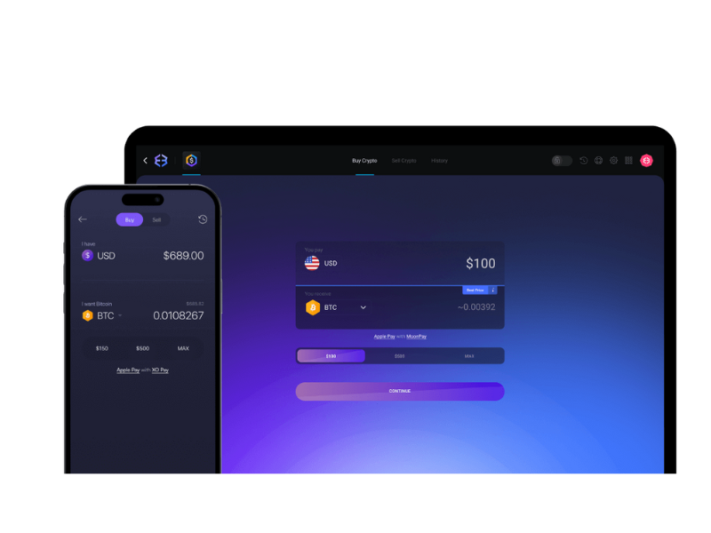 Exodus wallet app interface on desktop and mobile