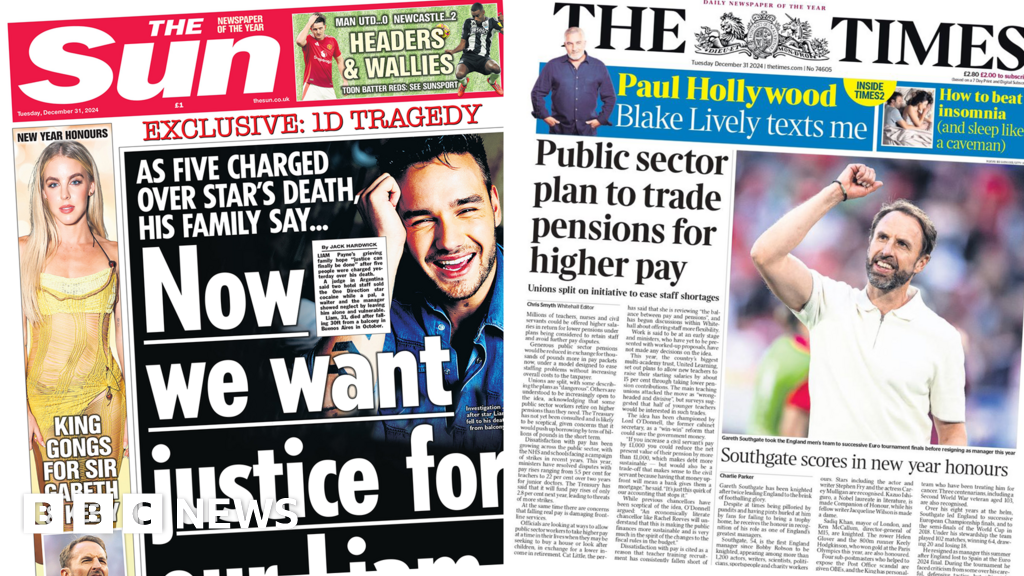 The Papers: 'Arise Sir Gareth' and 'justice for our Liam'