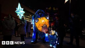 Spellow Library lights up in parade to mark relaunch