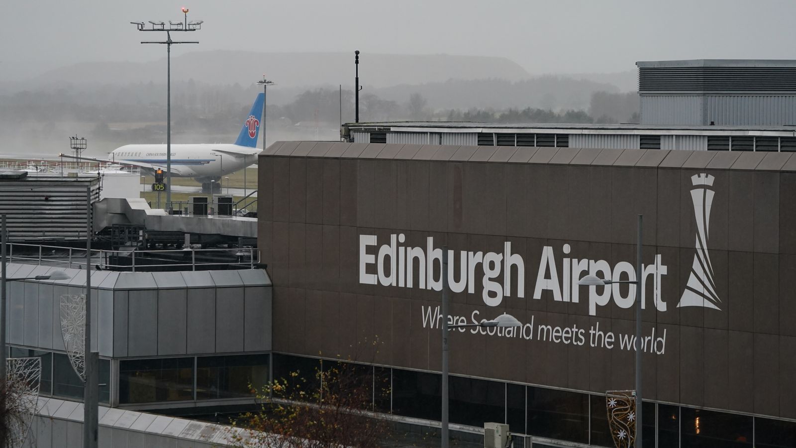 The China Southern cargo plane carrying Giant pandas Yang Guang and Tian Tian prepares to take off from Edinburgh Airport as they begin their journey back to China after spending 12 years a China Southern cargo plane at Edinburgh zoo. Picture date: Monday December 4, 2023.