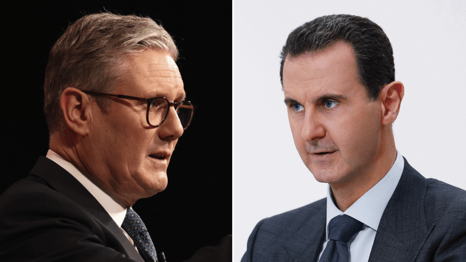 Sir Keir Starmer and Bashar al Assad. Pics: AP