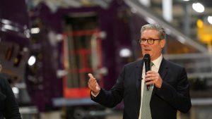 Prime Minister Sir Keir Starmer during a visit to Hitachi in Newton Aycliffe. Pic: Reuters