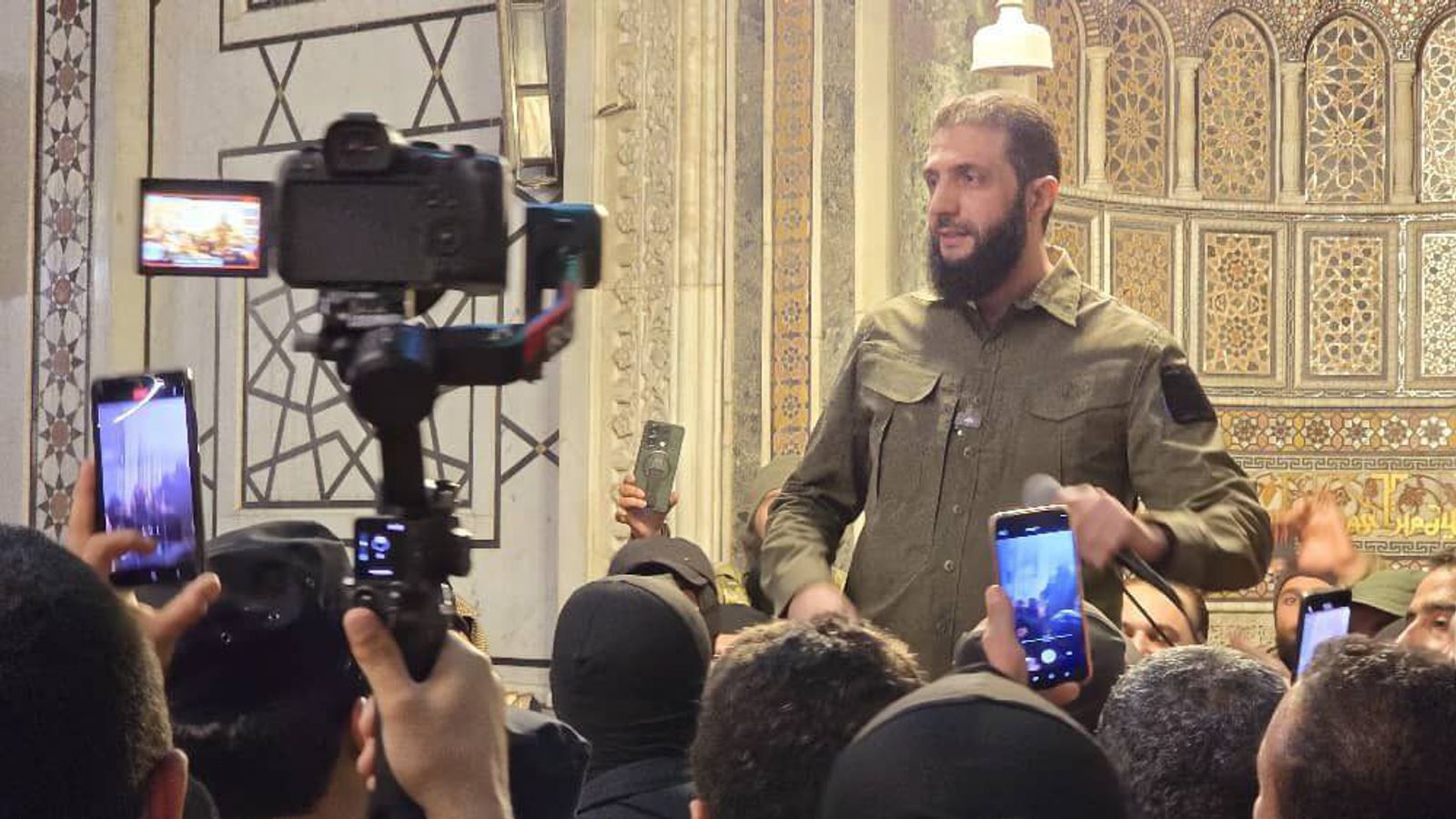 Abu Mohammad al Jolani speaking at the Great Umayyad Mosque in Damascus