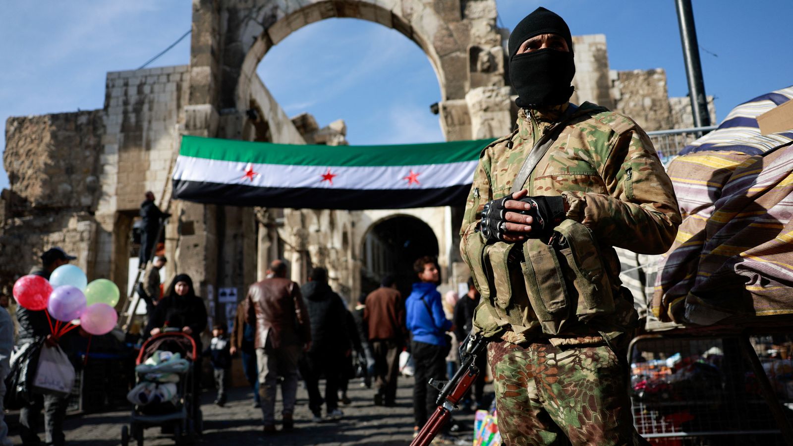 People attend Friday prayers in Damascus on the day of the US visit. Pic: Reuters