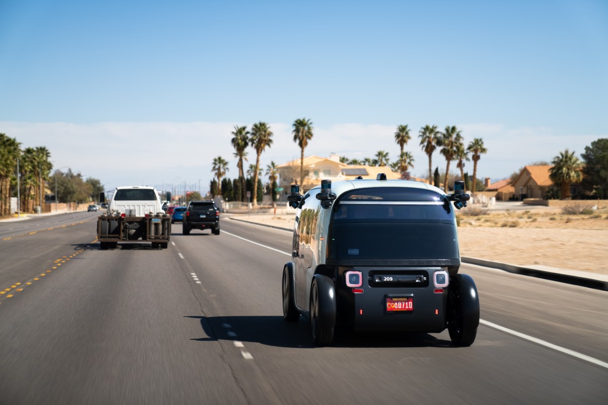 Zoox robotaxi on the road in Las Vegas